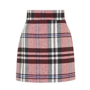 Topshop Red|Black Plaid High Waisted Mini Skirt Size 2